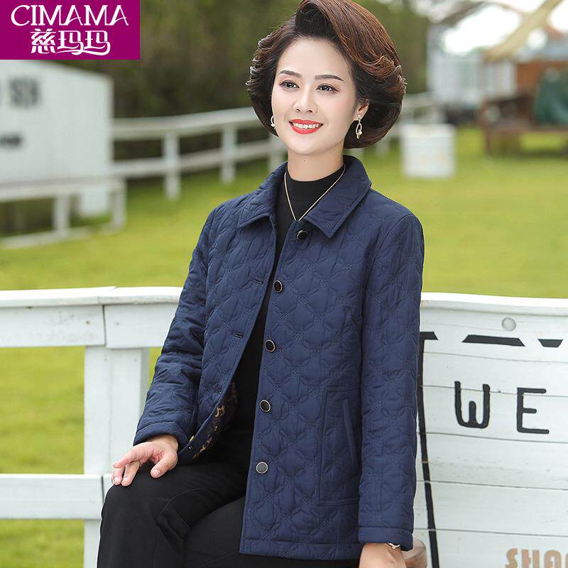 妈妈装冬装短款翻领轻薄棉衣中老年人小棉袄女秋冬季羽绒棉服外套