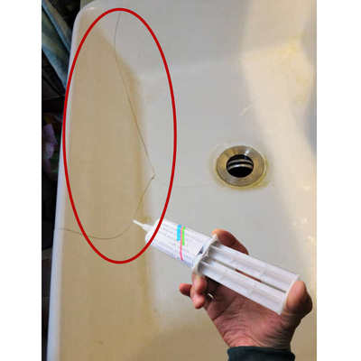 陶瓷洗手盆磕碰破裂修复瓷砖胶洗脸盆裂纹裂缝补漏水池修补剂粘接