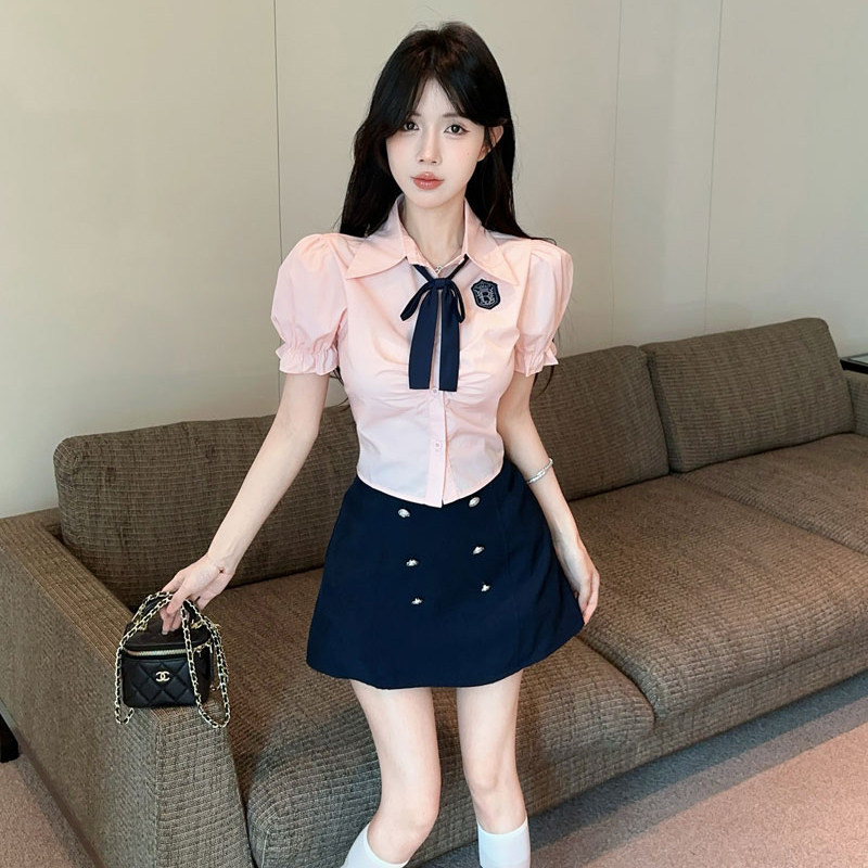 韩系学院风制服按摩工作服女技师套装夜场上班足疗足浴足道工服