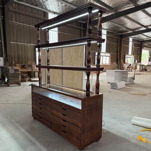 饰品展示柜定制设计美式华式中古家具珠宝玉器实木首饰精品陈列柜