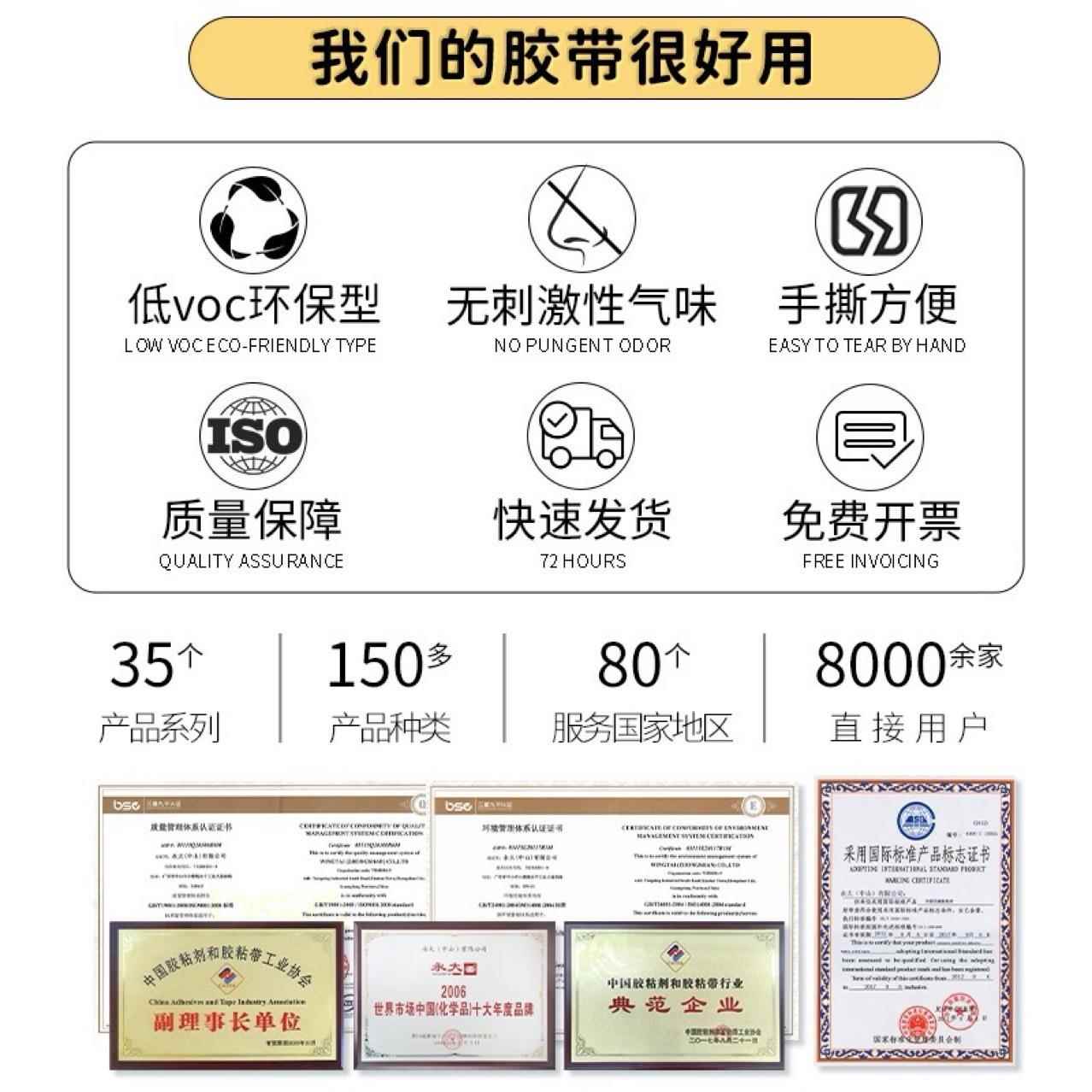 永大保手工艺品ULW双胶高粘度易环撕办公面双面胶文具用型品薄款