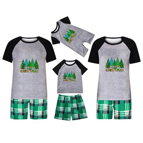 Short sleeved plus size home suit parent-child set plaid