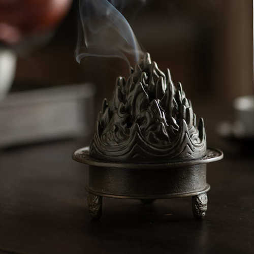 中式禅意三足博山炉复古锡香炉沉香炉盘香炉家用香薰炉茶道摆件