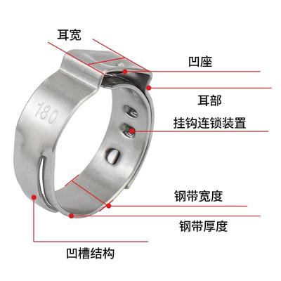 金超304不锈钢单耳无极卡箍强力喉箍抱箍管卡夹子水油管无耳卡扣