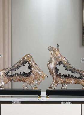 件水晶招财鹿摆气冲天胖马一PSM对轻奢高挡客厅玄酒关柜电视柜牛