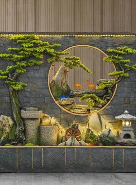 鱼池景观摆件水幕墙流水屏风隔断办公室客厅玄关假山喷泉背景墙