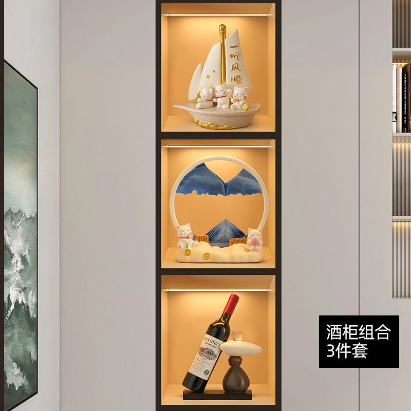 高档一帆品风招财猫帆顺船摆件客厅电视柜酒柜办公室装饰乔迁居新