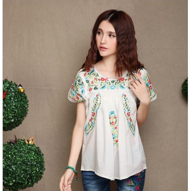 Selected series cotton exquisite flower embroidered womens