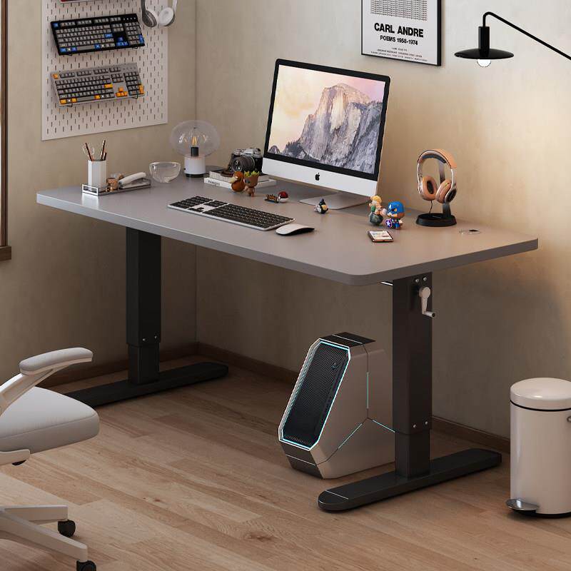 升降台式电脑桌学习桌夹臂显示器办公桌高矮可调桌子家用写字书桌