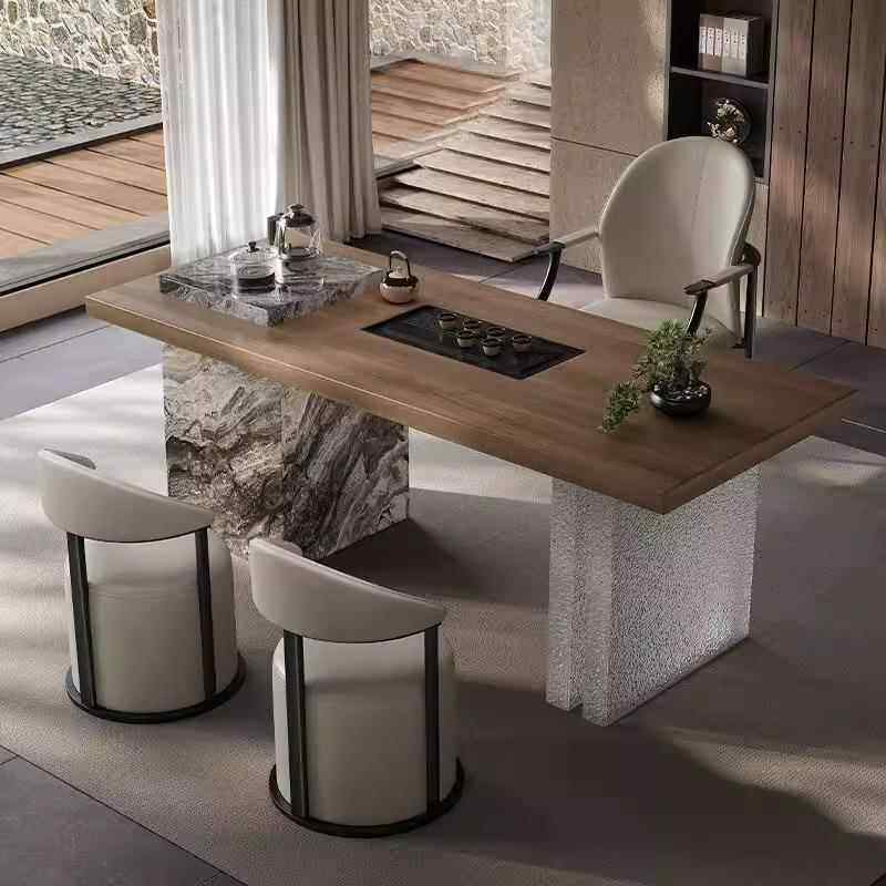 JRT茶奢岩板桌高端茶现代简轻约家用阳台办公泡台茶桌椅组合茶几