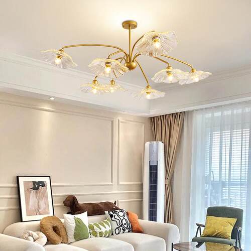 卧室灯吸顶灯具现代简约大气客厅灯法式轻奢花朵主卧灯房间灯L271