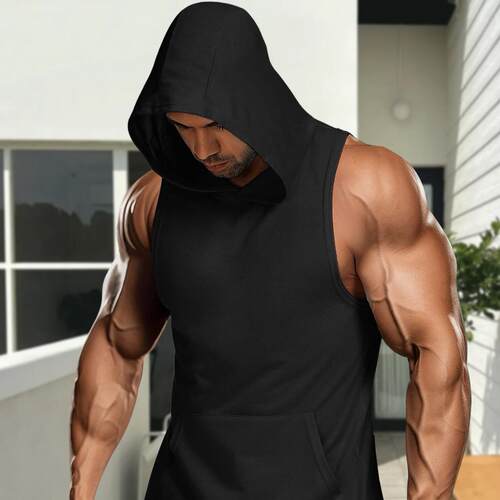 Men's sports and fitness vest with pockets, breathable