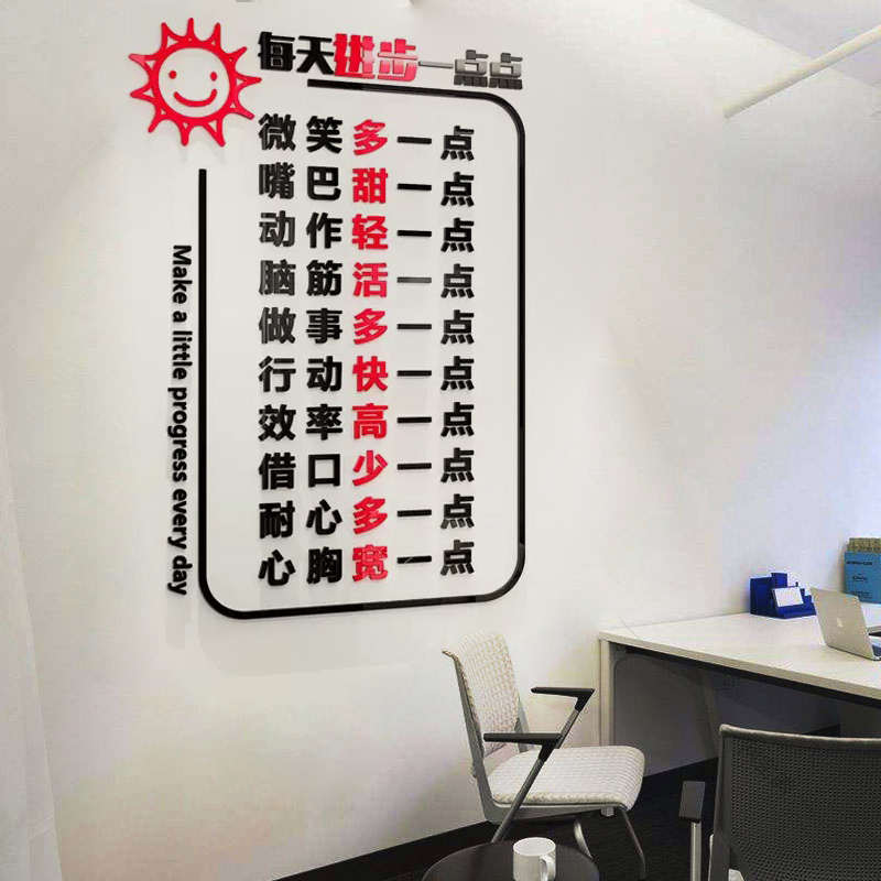 背景每天装饰墙面立体墙标语进步公司企业贴一点墙办公室文化励志