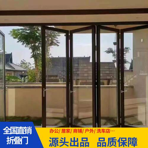 左右折叠门窗 铝合金折叠推拉门 隔音玻璃折叠门洗车房商铺门店用