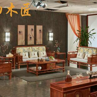 红木猬家6件套具刺直紫檀新简中式 沙发厂家销约实木组合客厅时尚