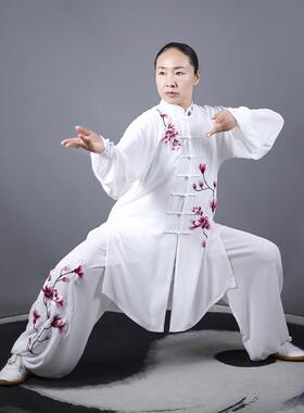 正品马蕾玉太极中长款女式表演比赛服黑色太极晨练服刺绣春兰季飘