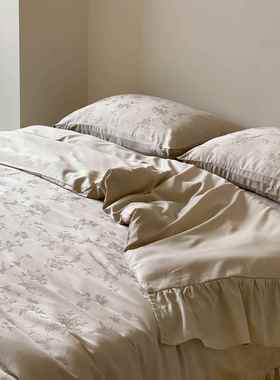 法式公主风大荷叶64460支天棉花卉提花四滑件套边轻奢超柔CR丝凉