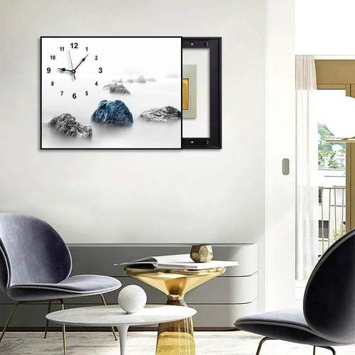 电表箱装饰画遮挡箱带钟表欧式壁画现代简约配电箱免打孔创意挂画