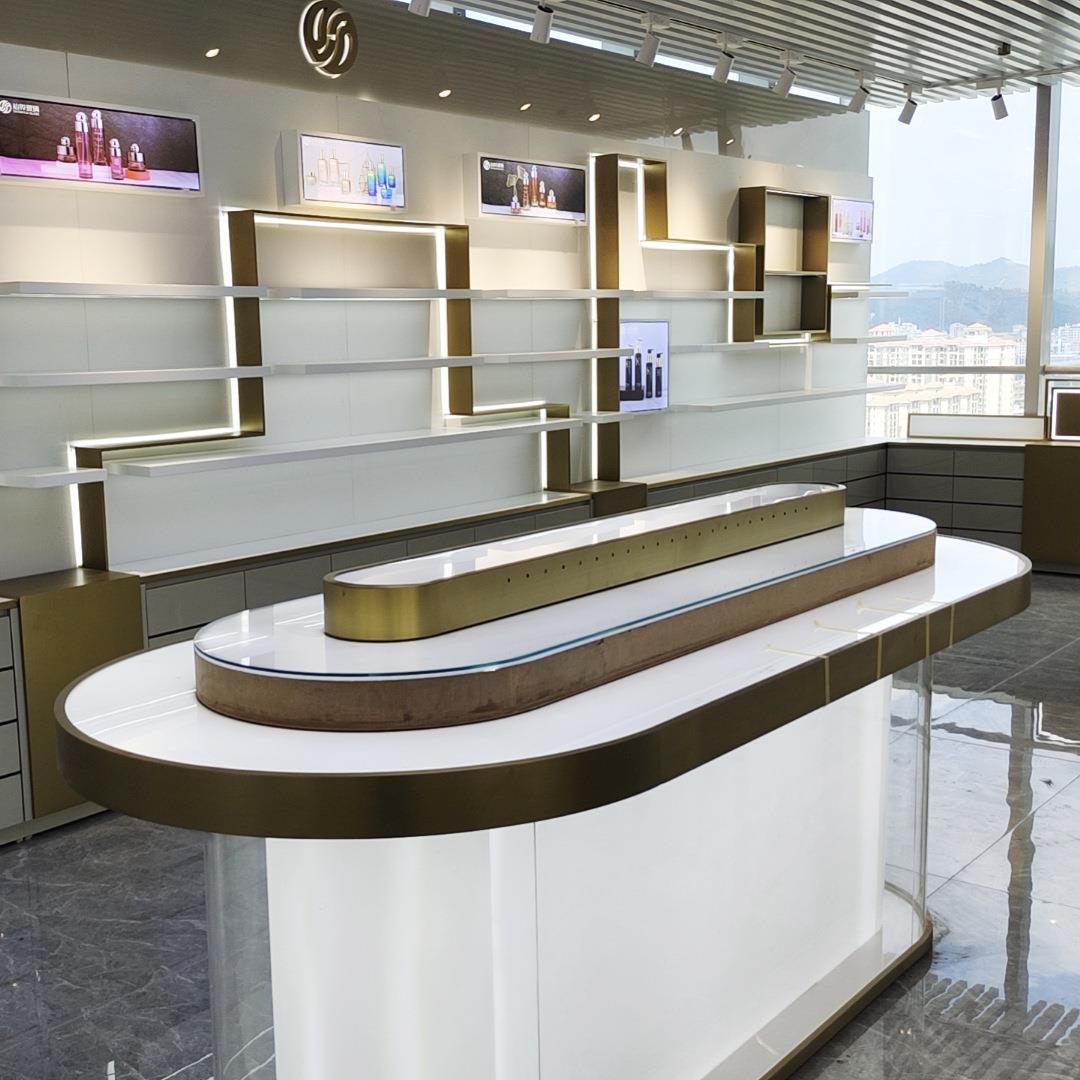 化妆品展示柜货柜公司样品展示柜产品展示架展厅中岛柜台前台吧台