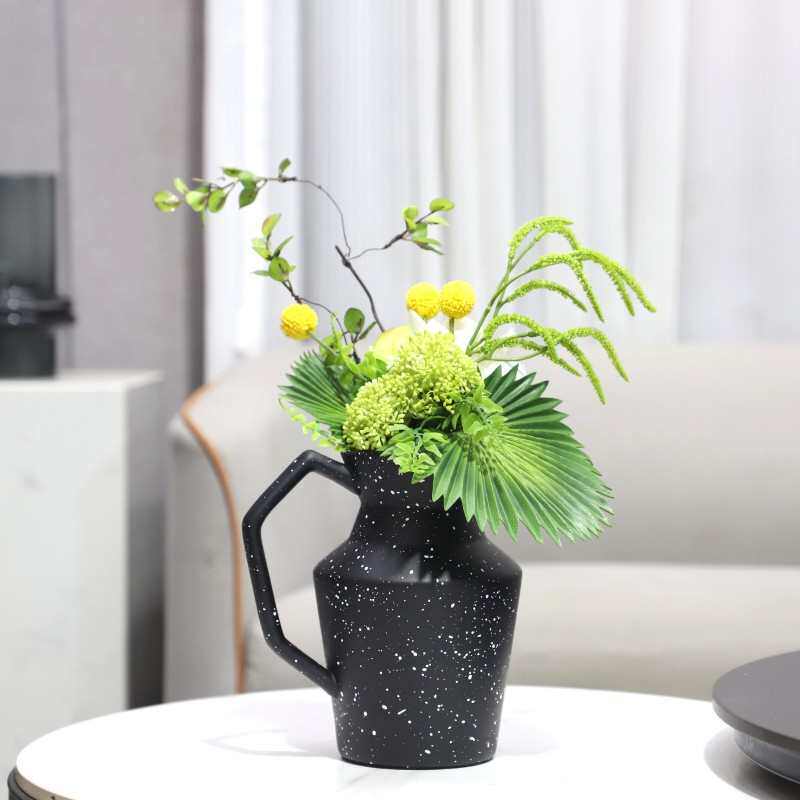 现代简约几何树脂手提壶型花器装饰花瓶摆件玄关电视柜家居装饰品