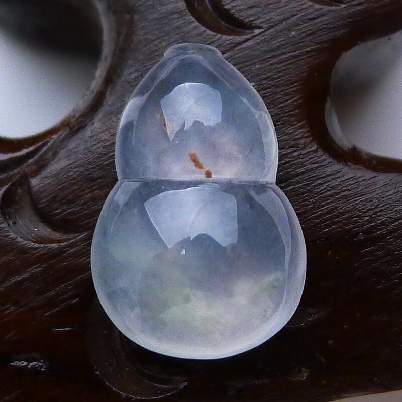 葫芦戒面翡翠蛋面缅甸正品天然A货老坑冰白葫芦戒面可镶嵌件1.22g
