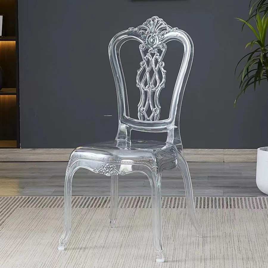 亚克力餐椅透明塑料凳子咖啡厅酒店餐厅宴会椅拿破仑水晶竹节椅子