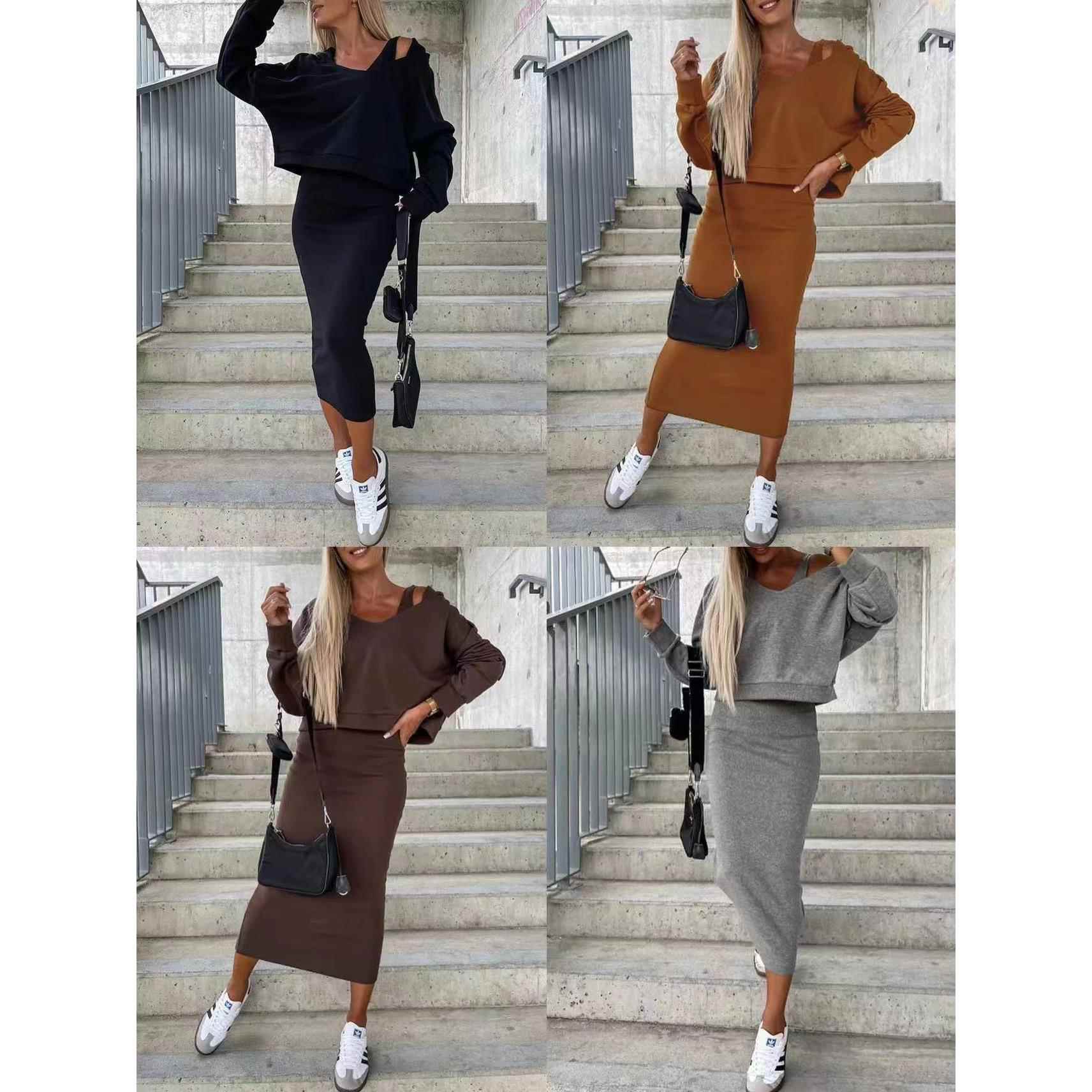 set piece two suit top short sweatshirt hooded dress
