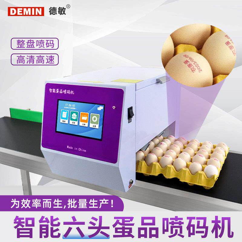 智能喷印整盘蛋类生产日期序列号图案编号全自动六喷头鸡蛋喷码机
