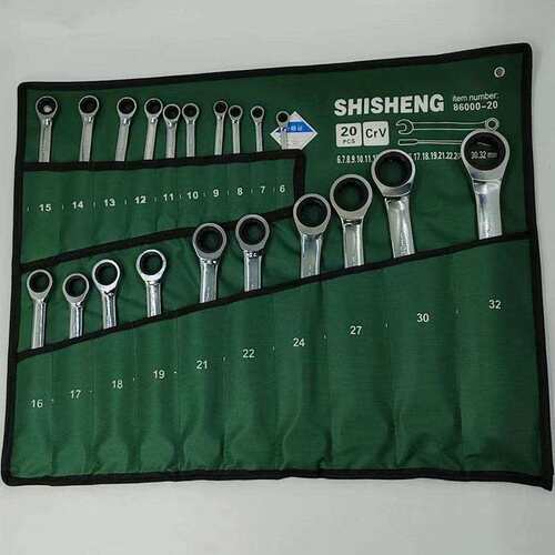 棘轮快速两用开 口梅花扳手6-2432套装22件2023自动省力72齿汽机