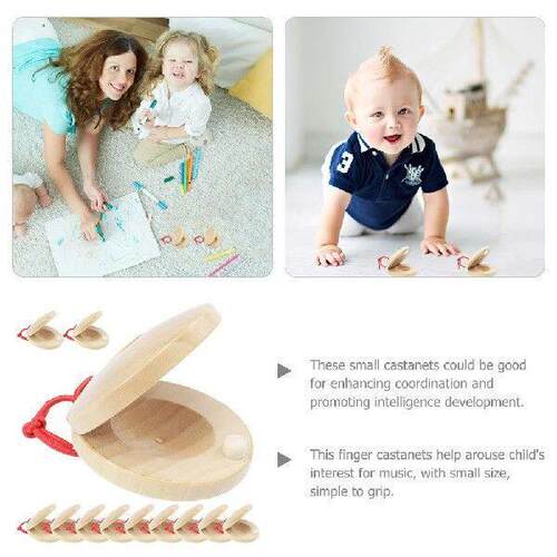 12 Pcs Wood Music Instrument Castanets for Children Finger