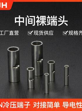 CJH冷压端子BN3.5紫铜1000个中间裸接头接线端子头铜鼻子铜管TL型