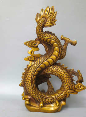 厂家直销纯铜生肖龙家居摆件吉祥瑞兽店铺开业礼品铜戏珠龙吸财龙