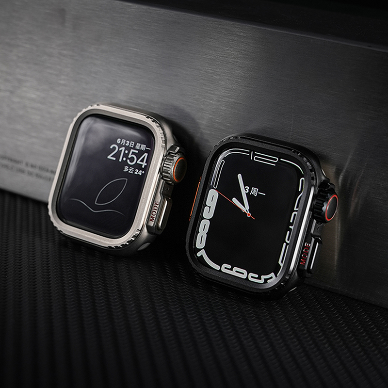适用AppleWatch9保护壳秒变Ultra2表壳AppleWatchS8金属iWatchS7