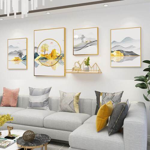 客厅装饰画 画现代简约沙发背景墙晶瓷壁画 画北欧风格大气轻奢饭