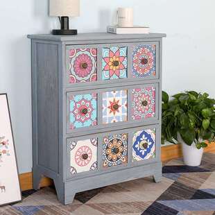 式 美收纳田园古储G909G91物柜实木彩绘斗复柜民宿置物餐柜 抽屉式