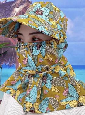 夏季棉小碎花防晒下地干活帽子