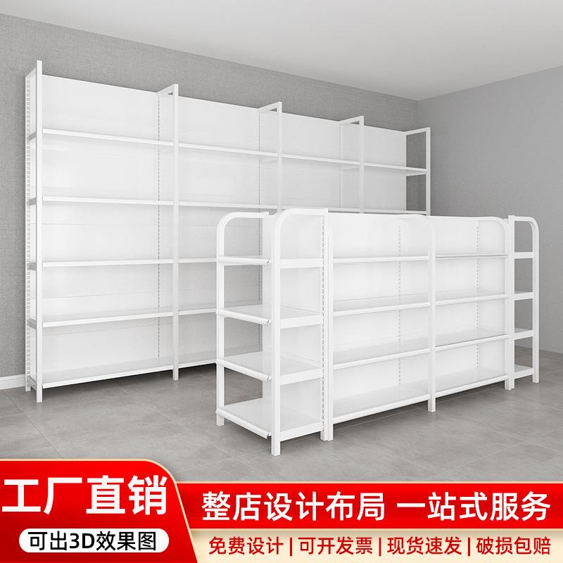 展示架便利店多层置物架文具店超市货架白色小卖部单双面四柱母婴