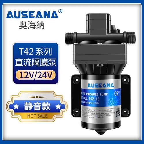 T42款静音房车水泵12V24V自吸增压泵卧式船用直流微型电动隔膜泵