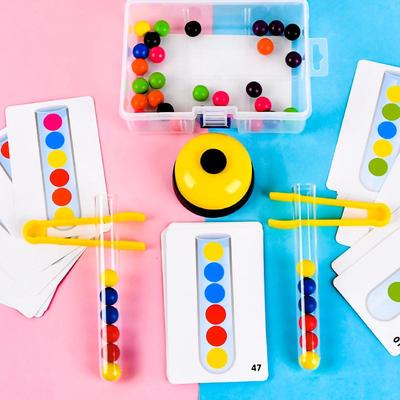 试管夹珠子精细动作训练教具幼儿园逻辑脑力竞技颜色认知木质玩具