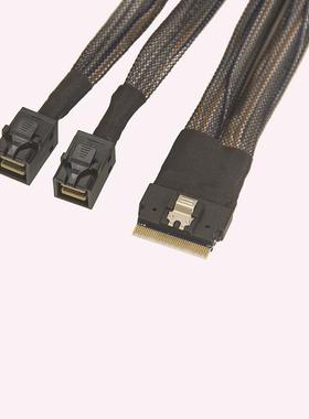 服务器背板SIim 4.0 SAS线SFF-8654 X8 74P转2个8643HD12G硬盘线
