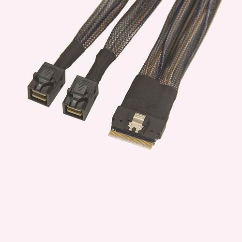 服务器背板SIim 4.0 SAS线SFF-8654 X8 74P转2个8643HD12G硬盘线