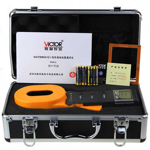 胜利钳形接地电阻测试仪VC6412+/D/E数显高精度避雷测试仪钳型表