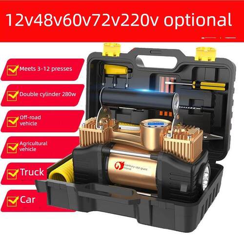汽车气泵12V220V48V60V72V大功率越野车轮胎金属气泵