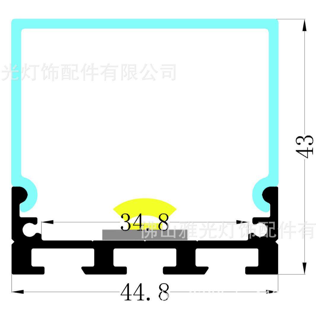 厂家现货LED硬灯条橱柜灯外壳45*43半圆方型外壳铝槽套件