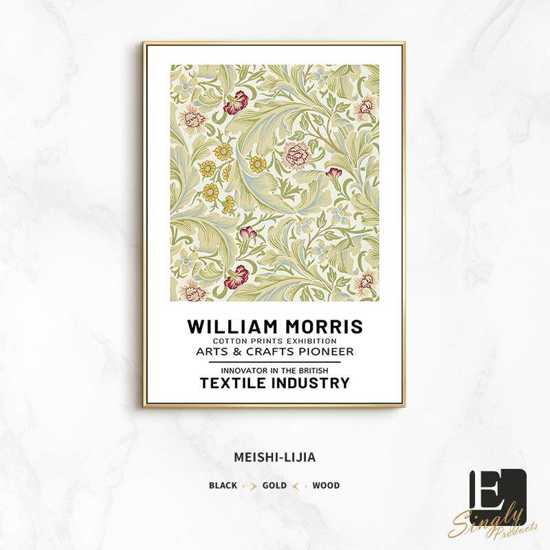 高档威廉莫里斯花卉咖W啡店装饰画illiam 民Morris宿客挂厅卧室餐