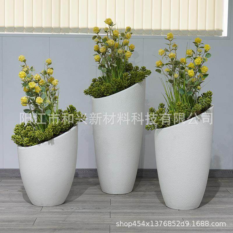 厂家户外玻璃钢花盆定制简约斜口大号花瓶室内水泥落地绿植盆栽,家居饰品,花瓶,淘宝优惠券,粉丝福利购,淘宝优惠卷