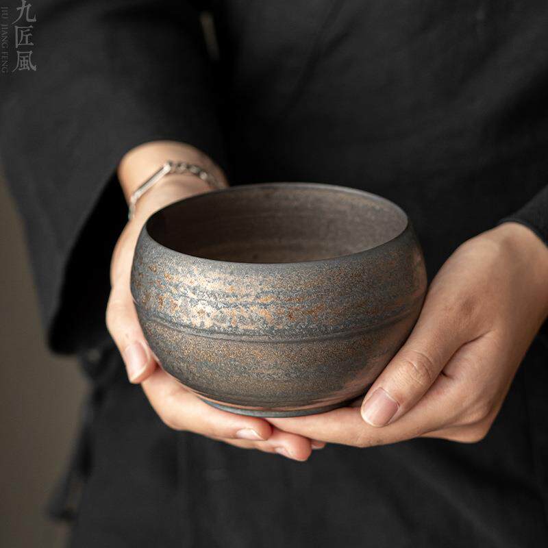粗陶铁釉茶洗干泡建水茶杯洗茶渣缸水盂仿古风过滤水洗