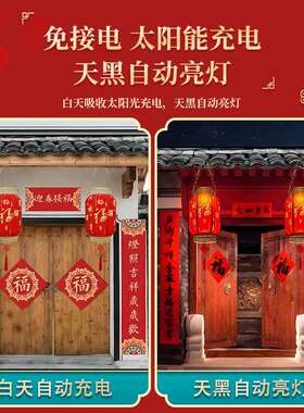2026新款太阳能红灯笼户外庭院吊灯led过新年春节中式仿古风宫灯