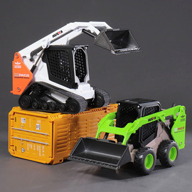 汇纳合金工程车滑移式装载机，仿真履带山猫铲车模型儿童推土机玩具