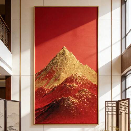 新中式背有靠山玄关装饰画入户门走廊过道山水画高级感背景墙挂画